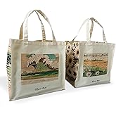 Flynt Ave. Cute Reusable Grocery Shopping Bag, Spring and Summer Aesthetics - Extra Large Heavy Duty Structured Canvas Tote Bags (2 Pack) - Interior Pocket, For Beach, Travel & Everyday Use.