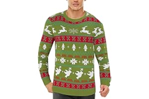 EliteSpirit Ugly Christmas Sweaters for Men Long Sleeve Crew Neck Knitted Pullover Snowflakes Print Knitwear