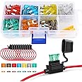 Nilight 120 PCS Mini ATM/APM Blade Fuse 5A/7.5A/10A/15A/20A/25A/30A AMP Assorted Set with 10 Pack 14AWG ATC/ATO Inline Fuse Holder