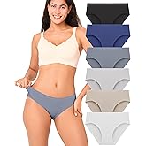 BAMBOO COOL Women's No Show Bikini Seamless Underwear for Women Low Waisted Non-marking Stretch Panties Full Coverage，6 Pack