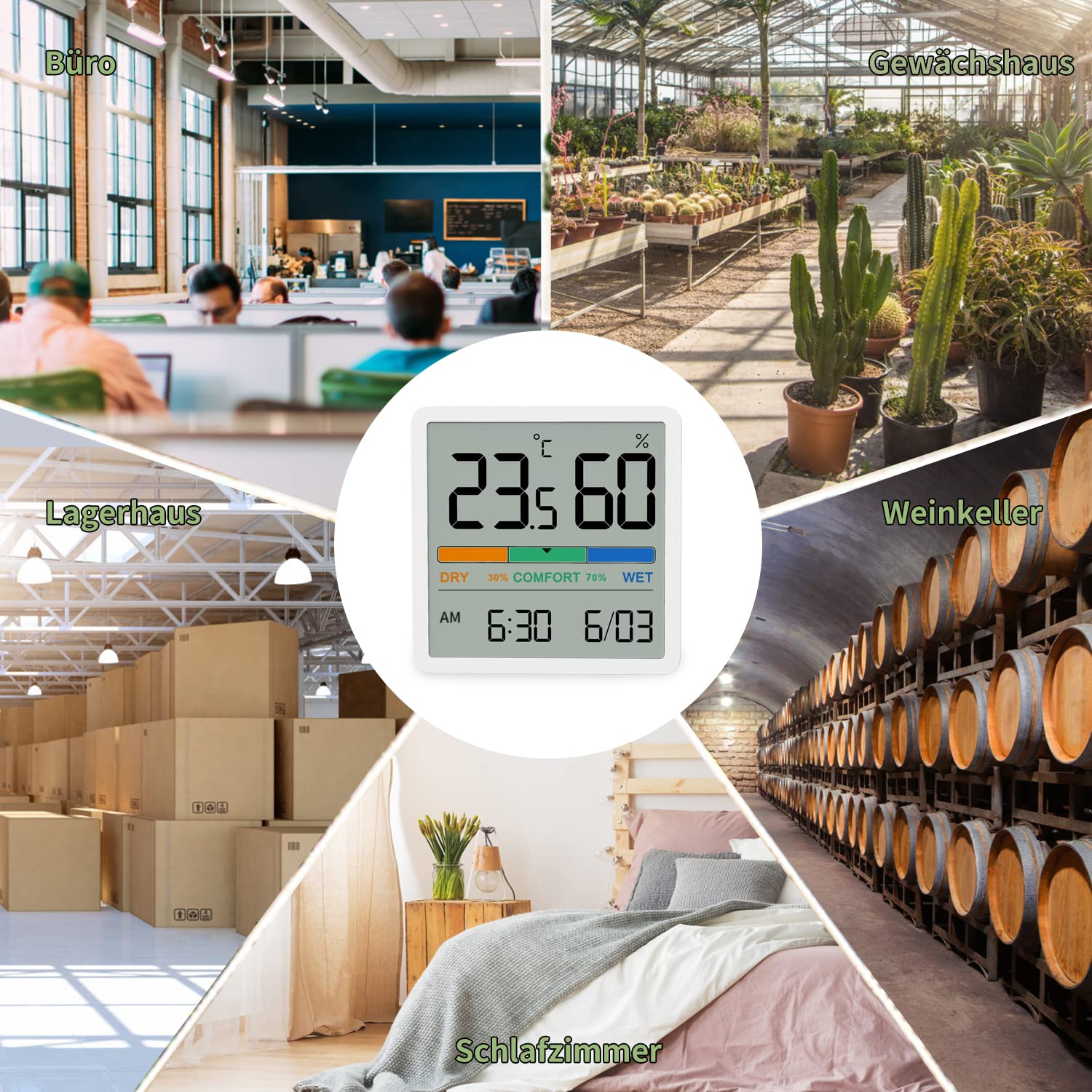 NOKLEAD Digitales Thermo-Hygrometer, Tragbares Thermometer Hygrometer Innen mit hohen Genauigkeit, Temperatur und Luftfeuchtigkeitsmesser für Raumklimakontrolle Raumluftüerwachtung Monitor (WEISS) 9