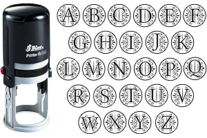 Custom A-Z Alphabet Stamp in Black Ink Monogram Round Rubber Stamp Self Inking Initial Stamp Shiny Mini Stamper 20 mm
