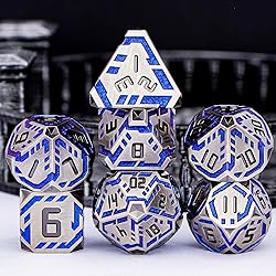 OGCOPHEN Metal DND Sci-fi Dice Set 7PCS Stripe