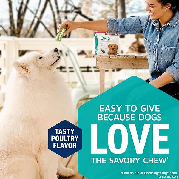 ORAVET DENTAL CHEWS FOR DOGS, ORAL CARE AND HYGIENE CHEWS (LARGE DOGS, OVER 50 LBS.) PINK POUCH, 14 COUNT