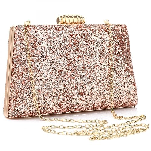 YYW Womens Clutch Evening Bag Wedding Party Purse and Shoulder Handbag  (Rose gold color) in Kuwait Whizz Evening Bags