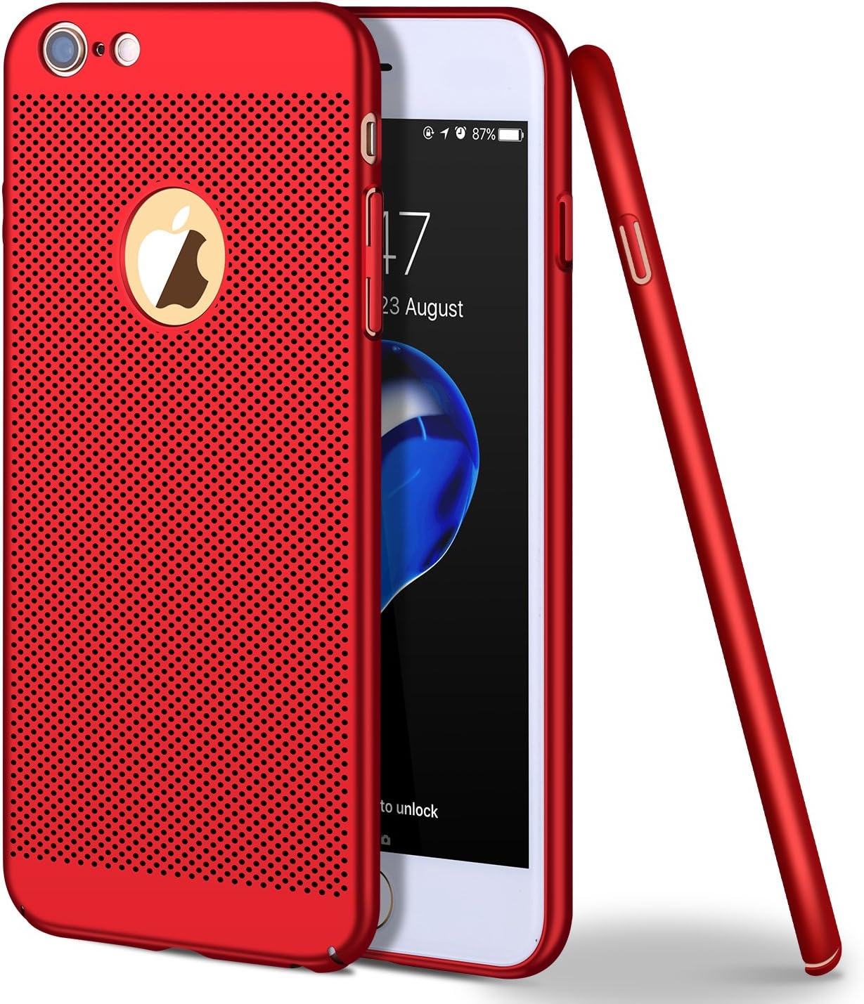 iPhone 6 Plus Case, iPhone 6S Plus Case, WLKSAM Stylish Ultra Slim Anti-Scratch Shockproof Hard Heat Radition Lightweight Case for iPhone 6 Plus Apple ¡­ (Red)