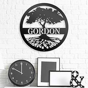 Custom Name Sign Tree of Life - Steel Roots Decor - Personalized Steel Decoration - Family Name Sign - Metal Tree Wall Decor - Custom Family Tree Metal Sign - Perfect for Indoor and Outdoor Use