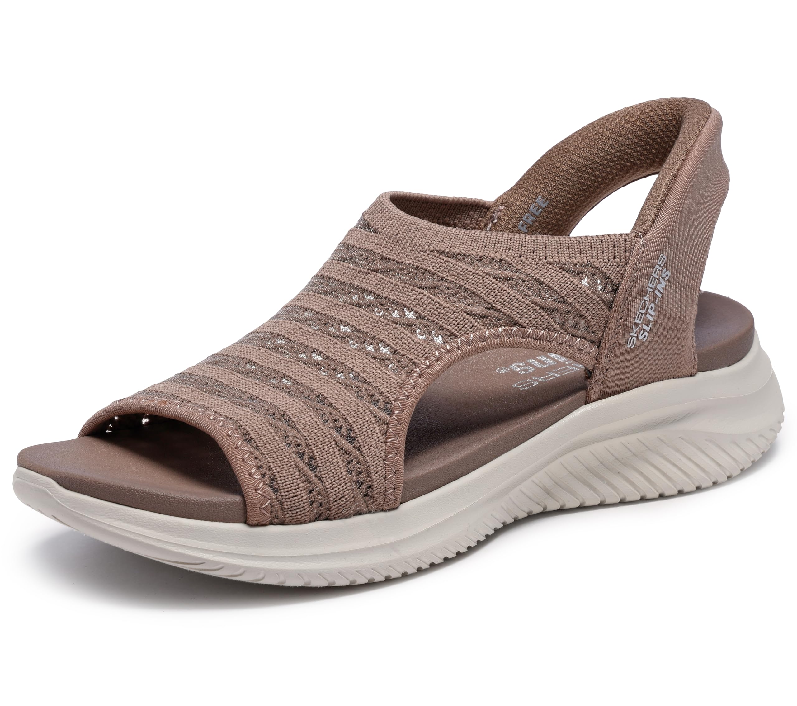 Skechers Women's ULTRA FLEX 3.0 - SUN WARMTH Hands Free Slip-Ins Sandal, Mocha, 5 M Image