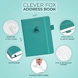Clever Fox Address Book Turquoise PU Leather with Alphabetical Tabs 60 Page view 2