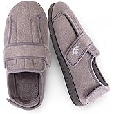 EUROPEAN SOFTEST Men’s Wide Fit Adjustable Slippers – Opens at Top & Heel, Memory Foam, Non-Slip Indoor/Outdoor Sole, Washable Comfort for Wide, Swollen & Sensitive Feet