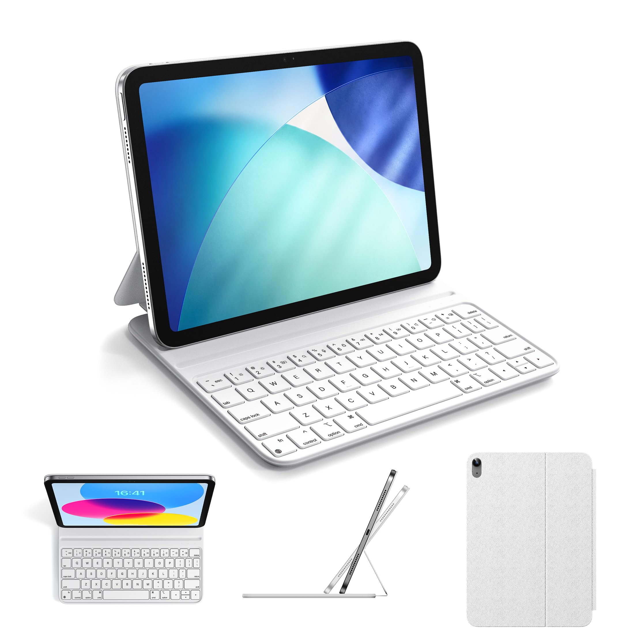 HOU Keyboard Case for iPad 10th Generation 2022/iPad A16 11th Genration 2025 (10.9/11 inch) – Smart Cover Folio, Slim & Light, Semi-Silicone, 2 Viewing Angles