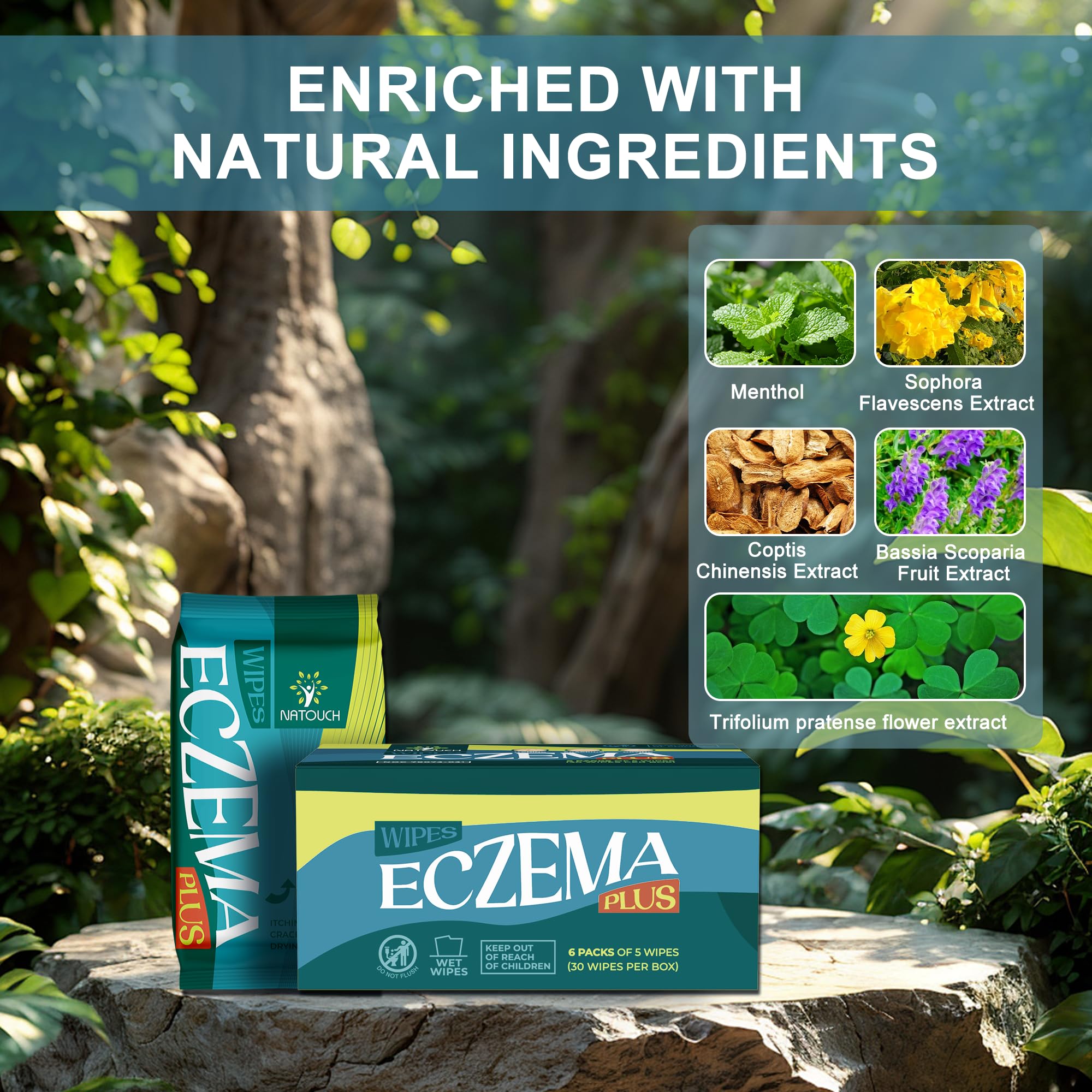 Eczema Wipes All-Natural Fast Acting Eczema Relief, Instantly Soothes & Cools Itching, Cracking, and Drying, Skin Protectant Organic Wipes