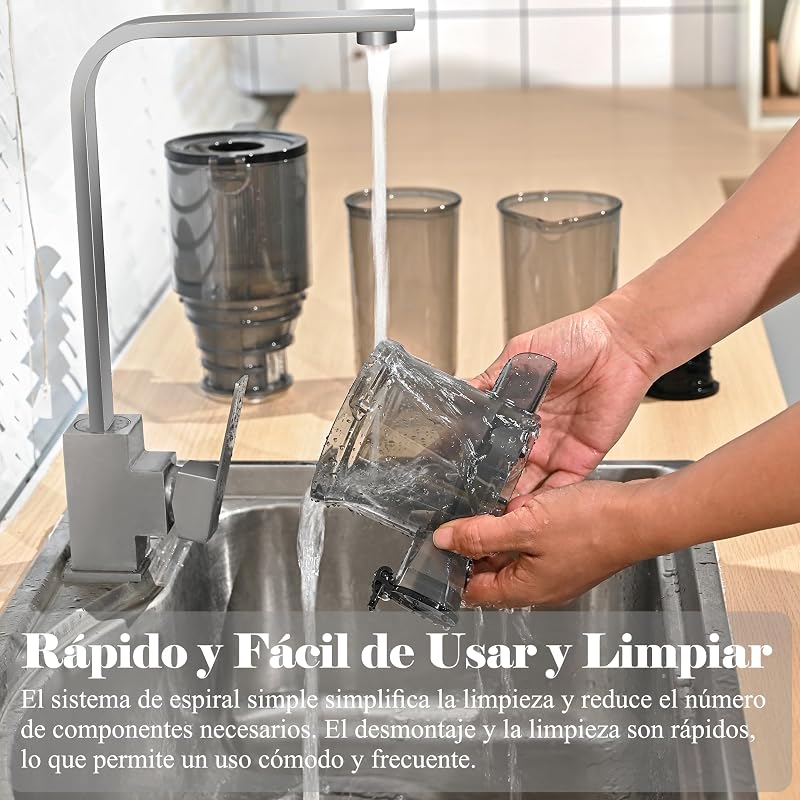 Extractor de Zumos y Verduras, Apertura de 108MM y Capacidad de 1L, Licuadora Prensado en Frio para Verduras Frutas Enteras, 200W Slow Juicer Machine, Fácil Montaje y Limpieza, Sin BPA (Negro)