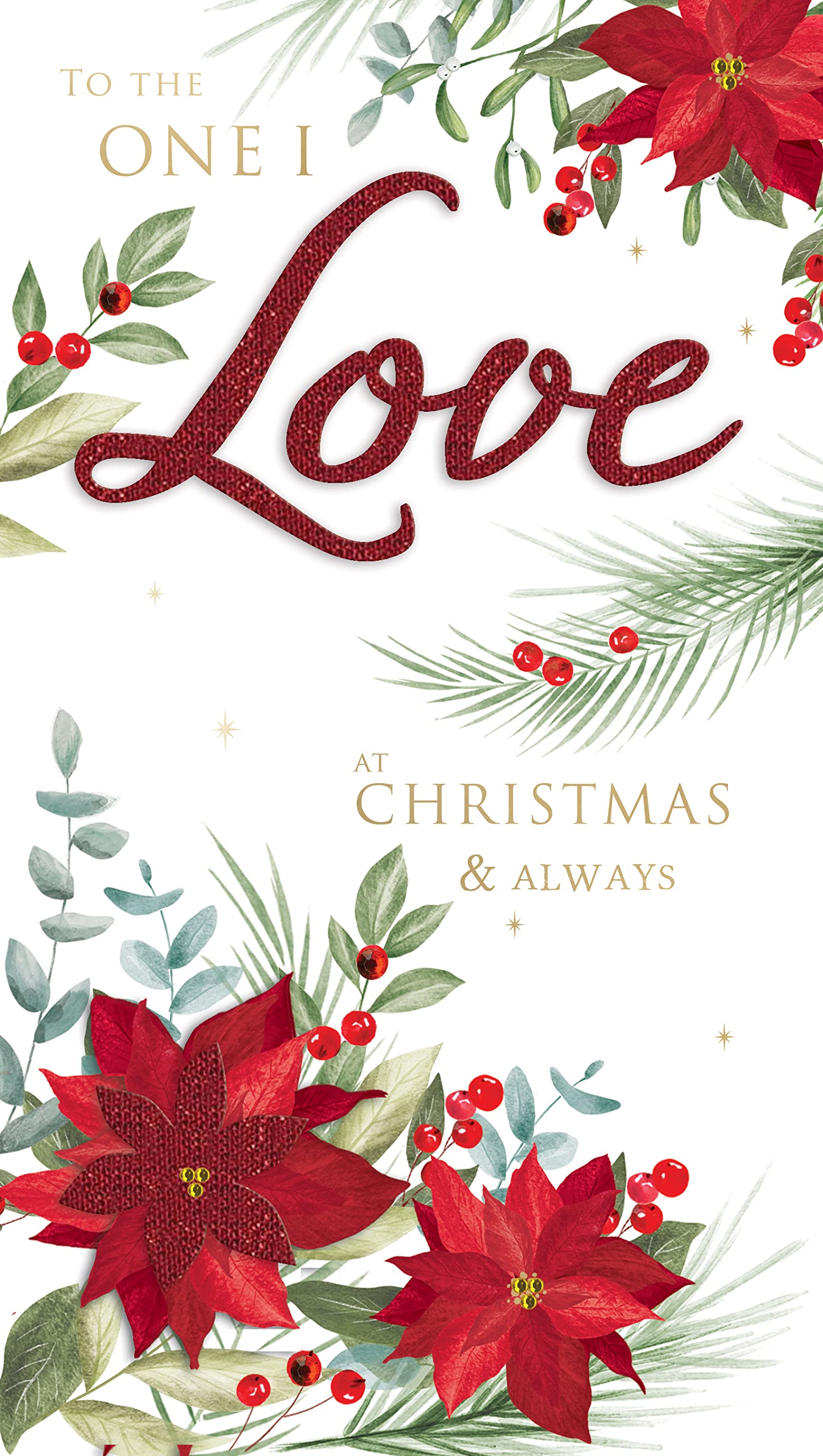 The One I Love Always Embellished Christmas Card Hand-Finished Champagne Cards XCDC393