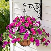 INXUGAO 3 Bundles Artificial Fake Flowers for Outdoors with Hanging Baskets Faux Hanging Flowers Plants for Outdoor Planters UV Resistant Silk Flowers for Outside Spring Home Front Porch Garden Décor