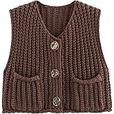 Meyhad Women's Sleeveless Knit Cardigan Casual Button Down Cropped Knitted Sweater Vest with Pockets