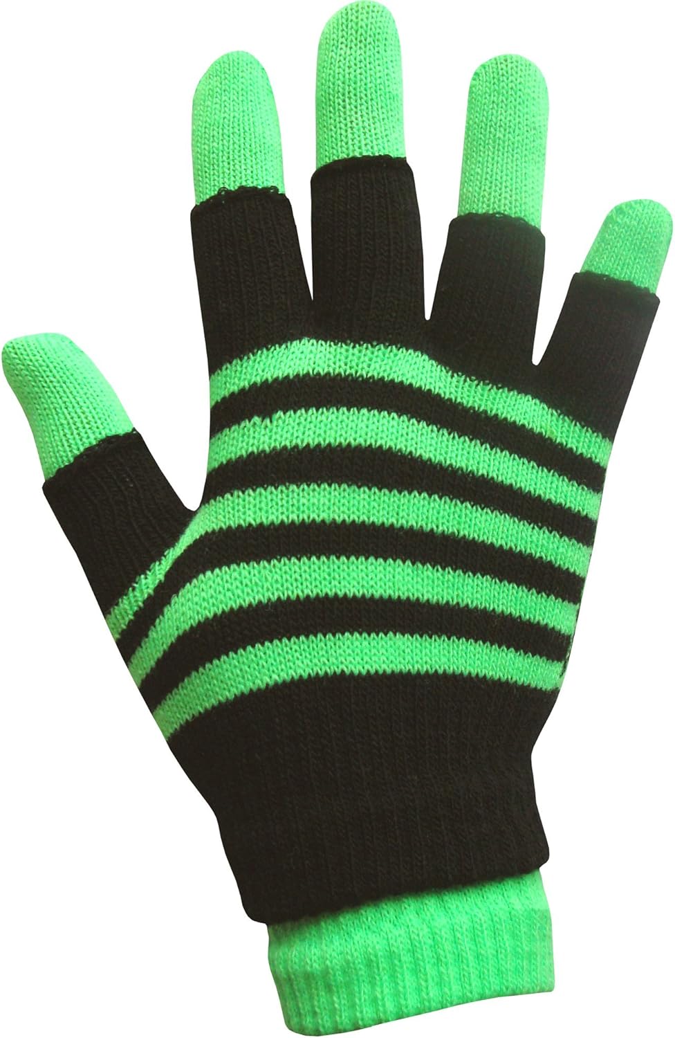 Boys & Girls Unisex Neon Stripes Magic 2 in 1 Winter Gloves with