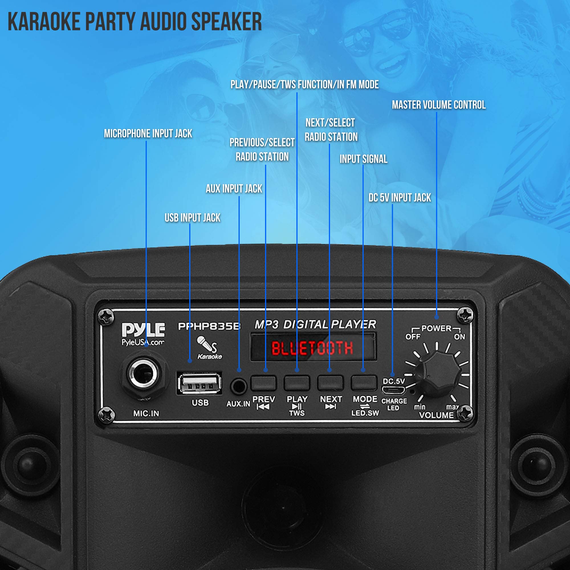 Mua Pyle Portable Bluetooth PA Speaker System with Wireless Microphone ...