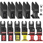 CONNOO 62 PCS Oscillating Saw Blades, Oscillating Tool Blades | Multitool Blades with Titanium Coating, Japanese Teeth for Wood, Plastic &amp; Metal, Fit Dewalt Ryobi Rockwell Makita