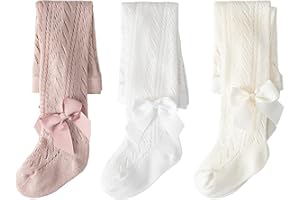 CHUNG Baby Girls Cotton Tights Thin Hollowed Summer with Bowknot Mesh Lace Fashion Toddler Footed Legging Pantyhose