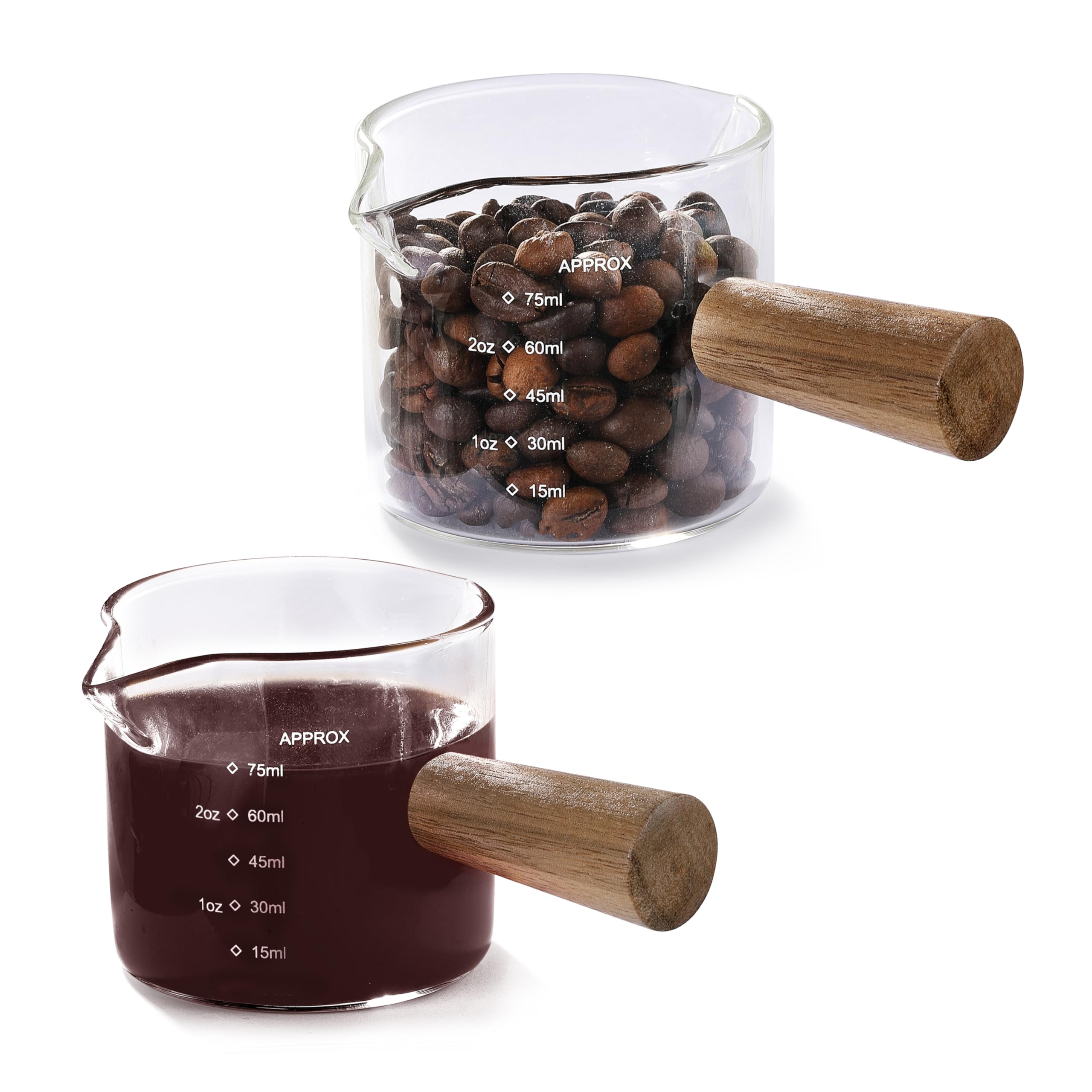 VRUIFA 2 Pack Measuring Cups, Espresso Shot Glass with Wood Handle ...