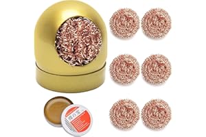 Soldering Iron Tip Cleaner Kit, Solder Tip Cleaning Brass with Holder, Soldering Rosin Flux Paste(0.35 oz / 10 g), 6pcs Repla