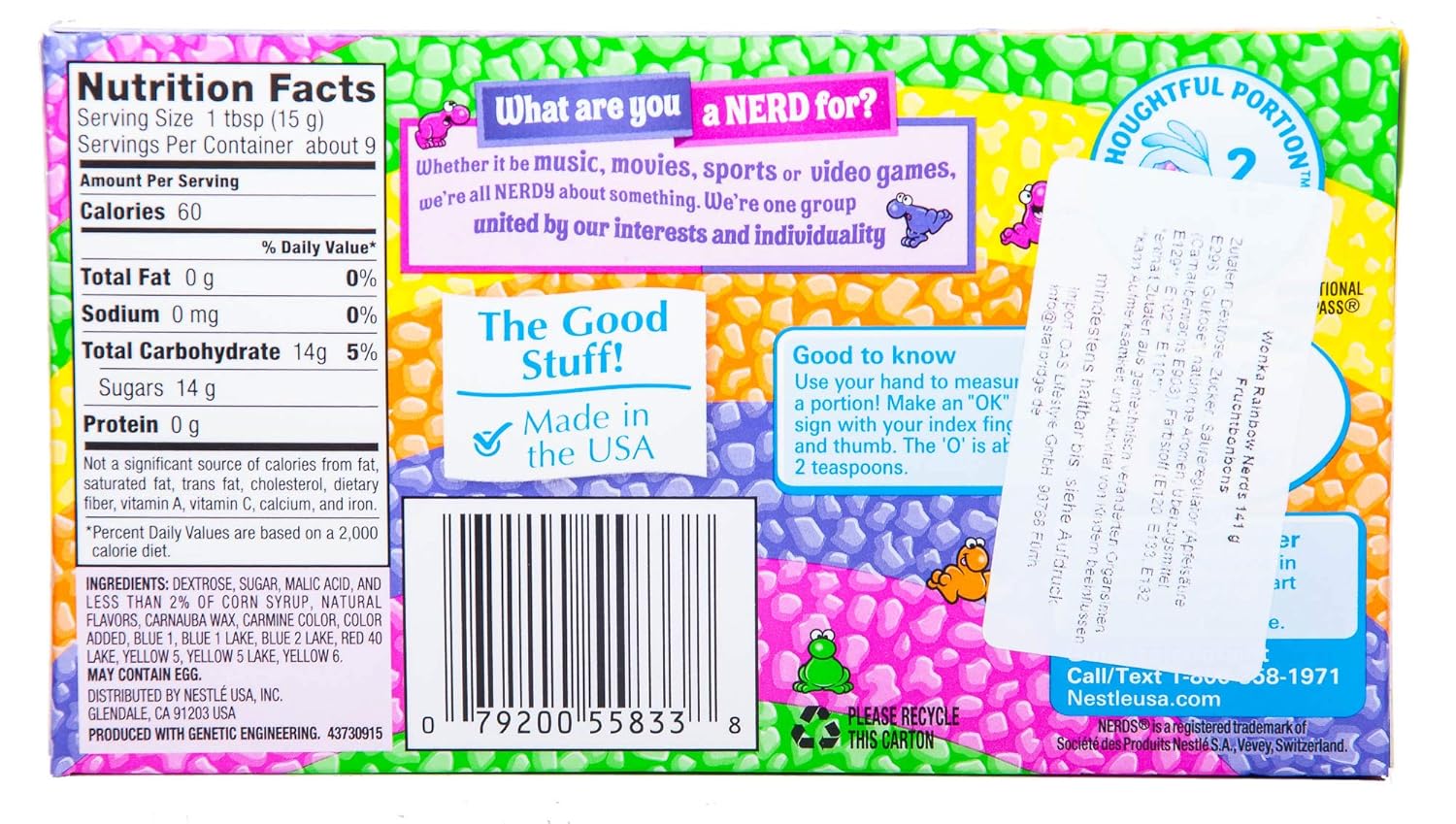 Amazon Com Wonka Rainbow Nerds Theatre Box 141 7g Pack Of 2 Multicolor Grocery Gourmet Food