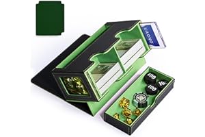 UAONO MTG Deck Box with 2 Commander Display and Dice Tray-Patented Design, Double Deck Box for 320+ Single Sleeved Cards, Leather Magnetic Card Storage Box Fits for TCG CCG Magic Cards (Black&Green)