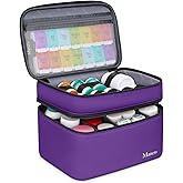 Mancro Dual Layers Pill Bottle Organizer Bag, Medicine Pill Organizer Bag with Lockable Zipper, Medicine Travel Bag for Pills, Vitamins, Pill Cutters, Medical Supply for Home Storage, Purple