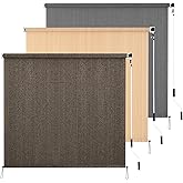 HIDODO Outdoor Roller Shade 8' W x 6' L Cordless Patio Shades Roll Up Outdoors Blinds with UV Protection, Exterior Roller Shades Cloth for Porch Pergola, Mocha
