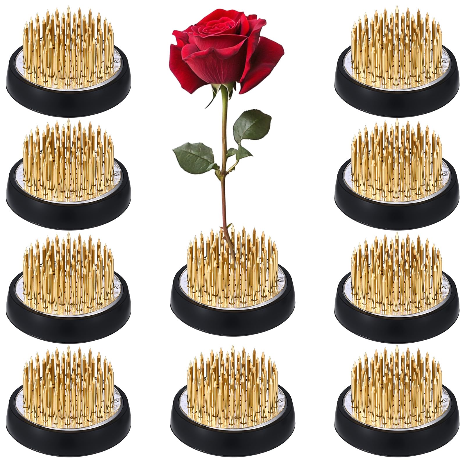 Photo 1 of 10 Pcs 34mm/1.34inch Diameter Floral Frogs Round Brass Flower Holder Ikebana Vase Floral Frogs Arranger Fixed Tools Pin for Flower Arrangement Home DIY Craft