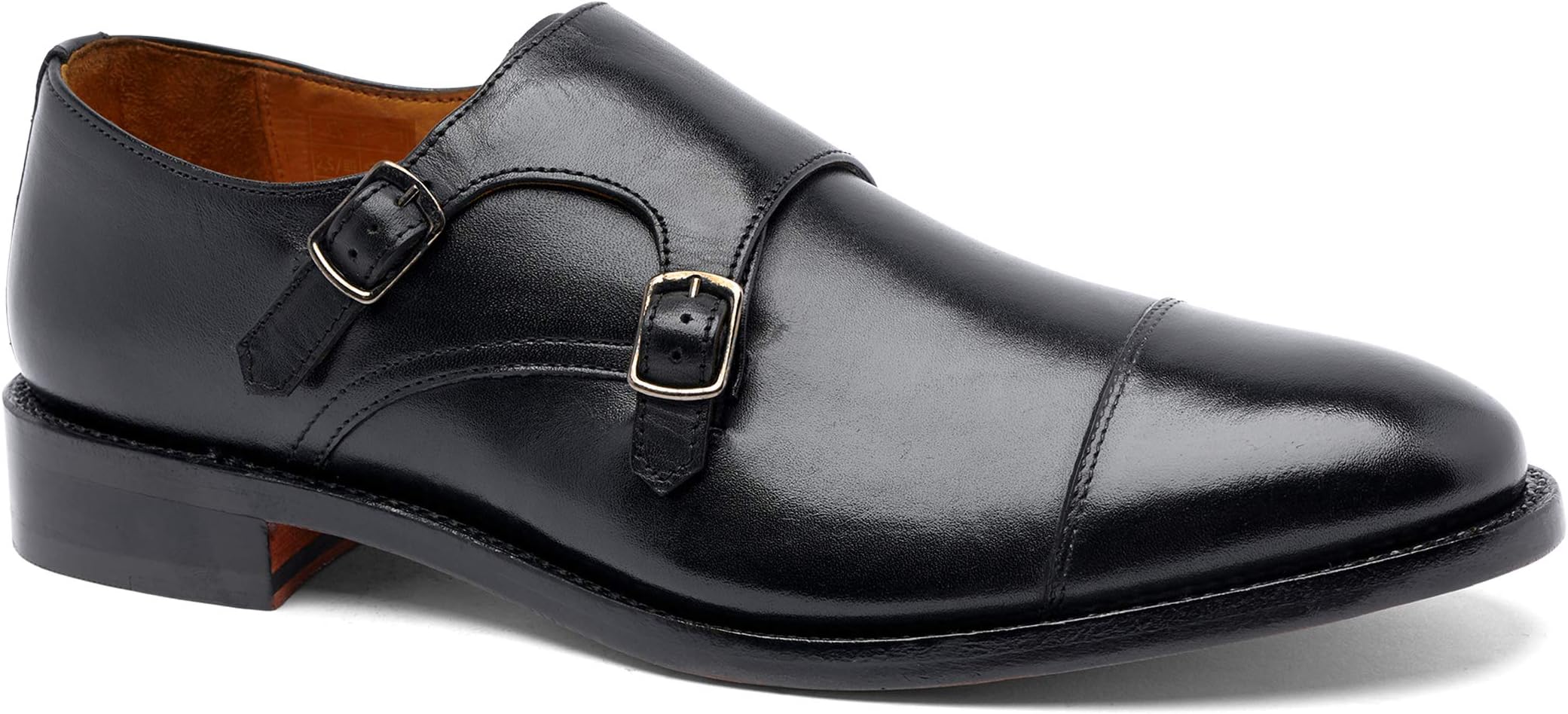 Men's Roosevelt II Monk Strap Full Grain Leather Dress Office Formal Wedding Casual Shoes in Goodyear Welt