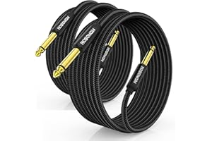 HOSONGIN 1/4 Inch Guitar Instrument Cable 2-Pack [Nylon Braided Shielded], 1/4 Inch to 1/4 inch TS Male to Male Plug Mono Audio Cord, Quarter Inch 6.35mm Unbalanced Interconnect Line - 10 feet