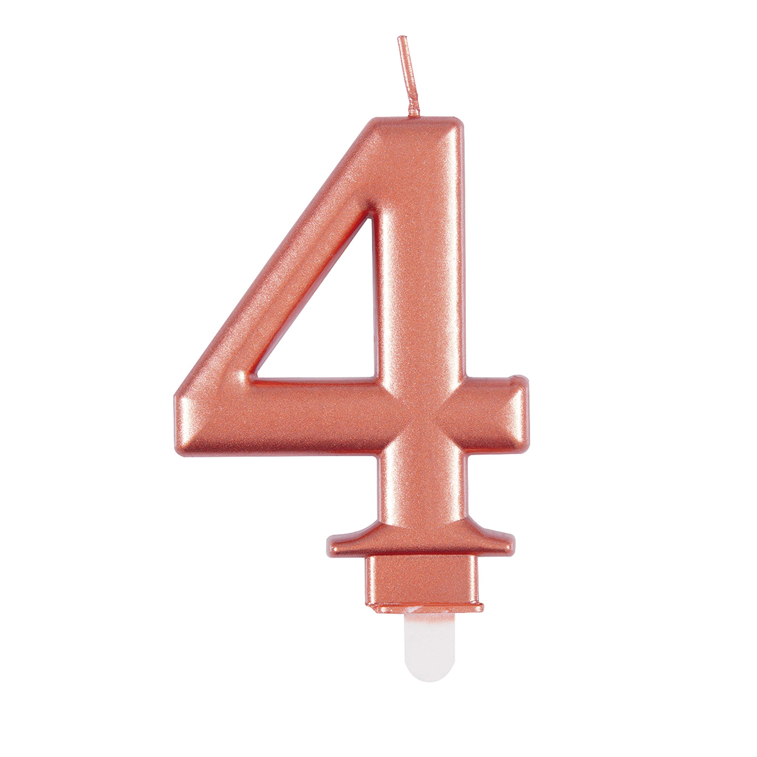 Elegant Metallic Rose Gold Number 4 Birthday Candle - Perfect for Birthday Parties, Anniversaries & More - 1 Pc