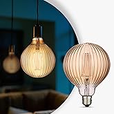 Harwez Light Bulbs, 4W Dimmable Decorative Large Unique Amber Globe G125 Edison LED Bulbs with Squirrel Cage Filament, E26 Medium Base, 2200K Warm Ambient Mood Lighting for Indoor Decoration, 1 Pack