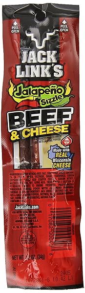JACK LINK’S BEEF AND CHEESE SNACK, JALAPENO SIZZLE,...