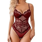 Avidlove One Piece Lingerie for Women Sexy Lace Bodysuit Cut Out Babydoll V Neck Teddy Mini Body suit