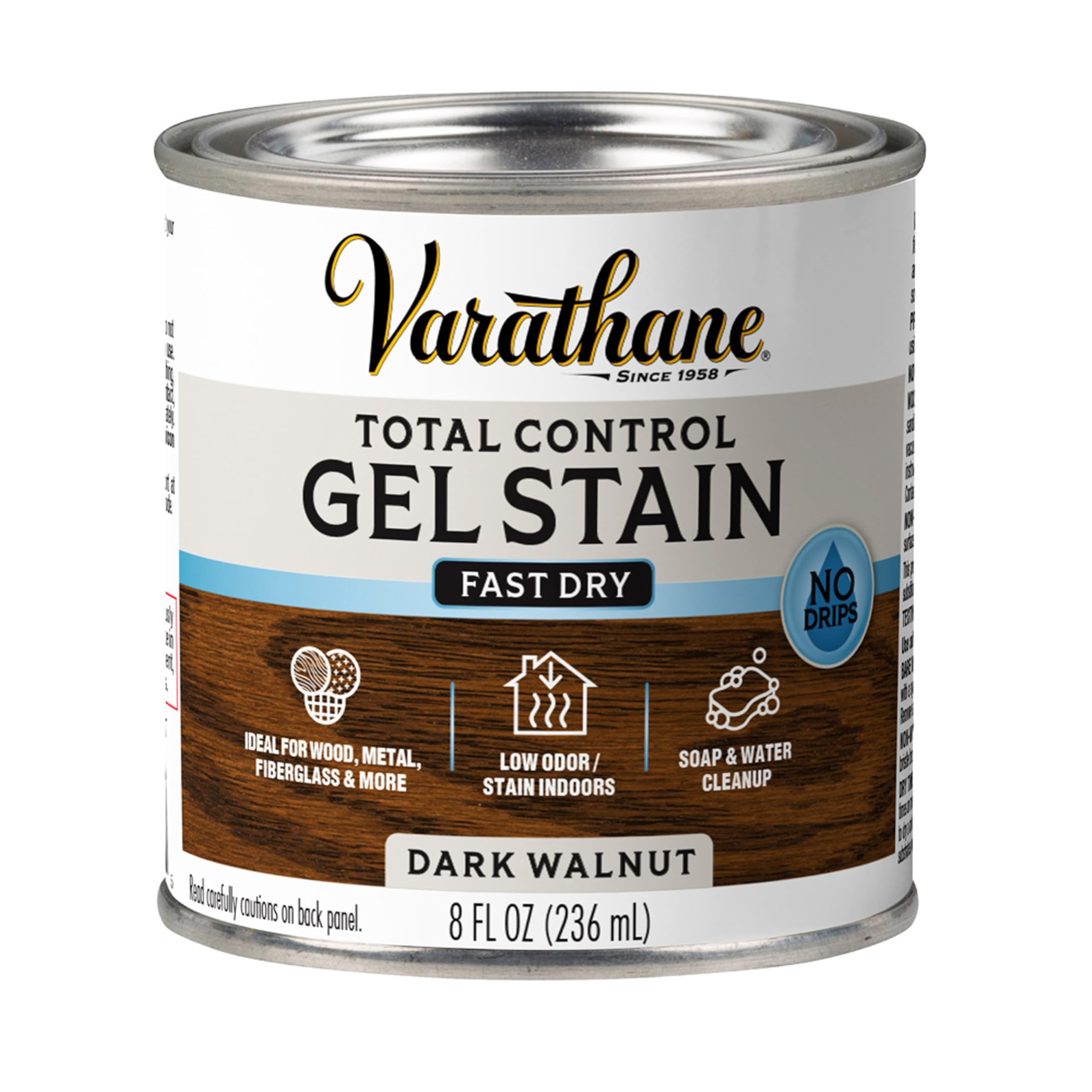 Photo 1 of Varathane Total Control Gel Stain Water-Based Wood Stain, Half Pint, Dark Walnut