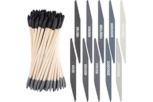 Wonderjune 40 Pcs Model Sanding Sticks Set Include 10 Polishing Sticks Assorted 30 Double End Matchsticks Fine Detailing Sanding Twigs Coded Abrasive Tools for Tight Spaces Models(Double Angle)