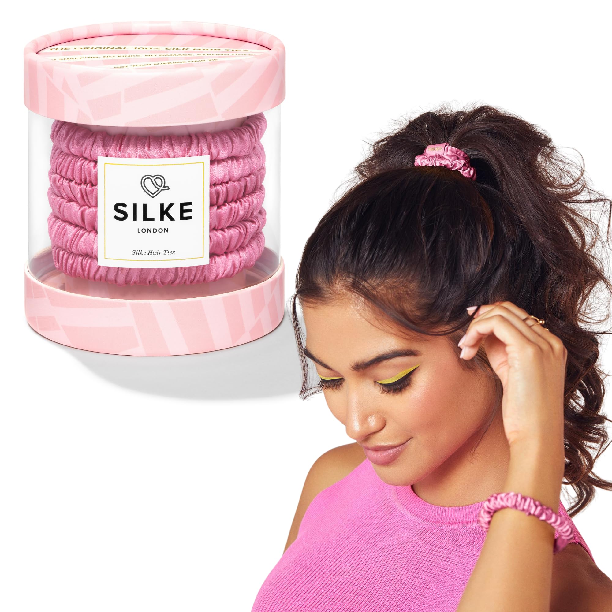 SILKE Hair Ties - Blossom | 100% Luxurious Silk Scrunchies for Hair - 6 Pack | Silke Hair Ties - All Hold, No Damage | Hair Scrunchies for Women, Hair Bobbles | For All Hair Types & Styles
