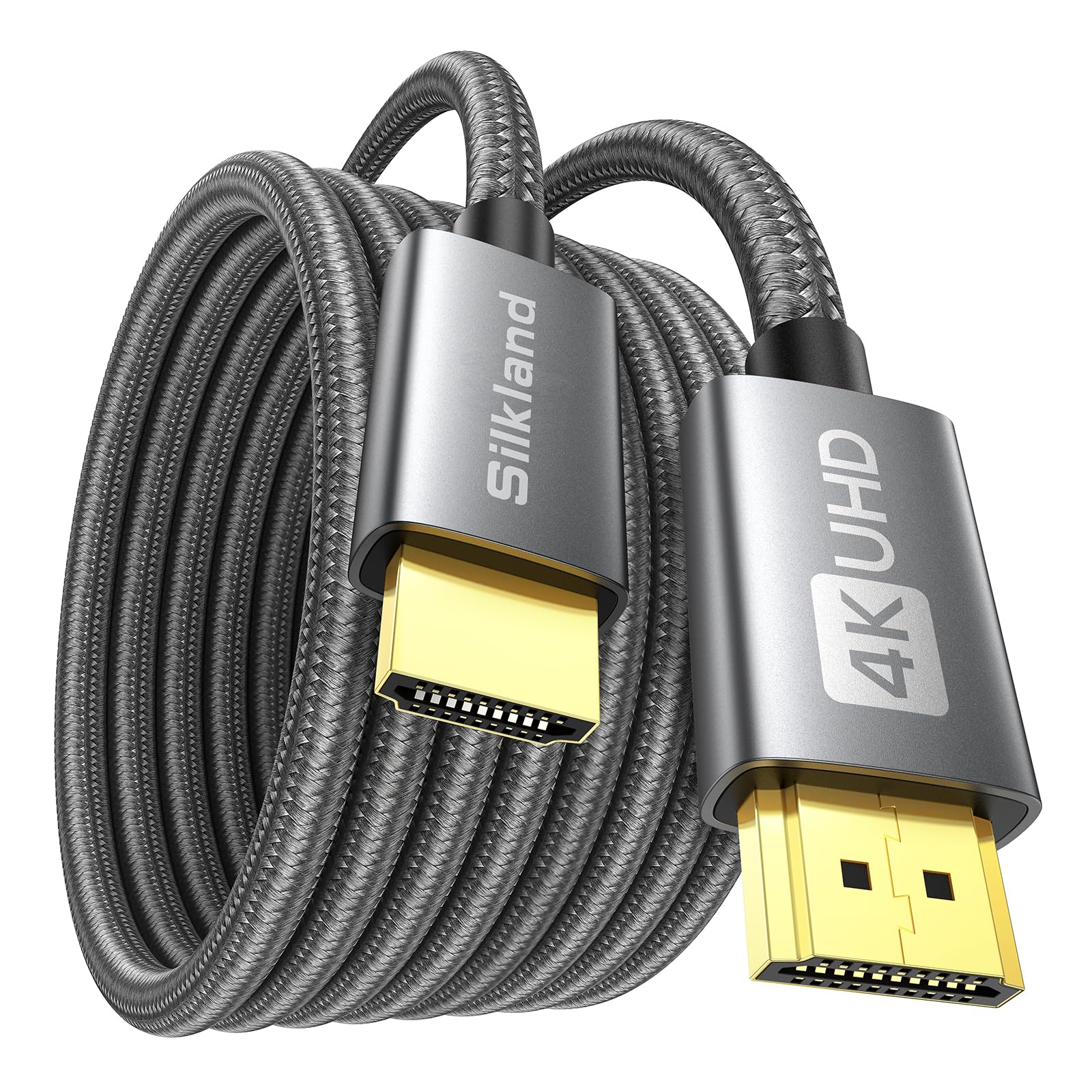 Silkland 4K HDMI Cable 2M, Nylon Braided 18Gbps High Speed, Support 4K@60Hz, 2K@144Hz/120Hz, ARC, HDR, 3D, Ethernet, Compatible with TV, Blu-ray Player, PS5/PS4, DVD, Xbox, Soundbar, Sky, PC, Laptop