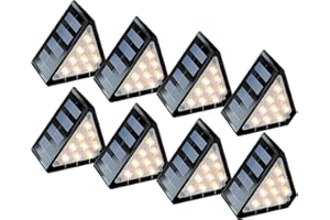 LuViva LED Solar Step Lights Outdoor, IP67 Waterproof, Auto On/Off, Solar Decoration Lights Perfect Fit for Stair Corners - Decor & Safety Lighting for Deck, Yard, Patio, Porch (8 Pack)