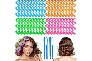 YEVYO 42 Pieces Heatless Waves Hair Curler, No Heat Damage Wavy Hair Curlers with 2 Sets of Styling Hooks, Heatless Curls for Women Girls Medium Short Hair(4 Colors,25cm/ 9.9")
