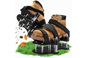 MAGTSMEI Lawn Aerator Shoes for Grass, Upgraded Aerating Shoe Double-Layer Spring Automatic, Free-Installation Heavy Duty Spiked Aerating Sandals, Aerator Lawn Tool for Yard Patio Garden, Black