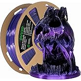 PLA Filament 1.75mm, 3D Printer Filament Silk Black Purple Color Changing, Silk PLA Filament, 3D Printing Filament 1.75 +/-0.02mm, 1kg