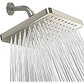 SparkPod Shower Head - High Pressure Rain - Premium Quality Luxury Design - Easy Clean Adjustable Replacement for Your Bathroom Shower Heads (Elegant Brushed Nickel, 8 Inch Square)