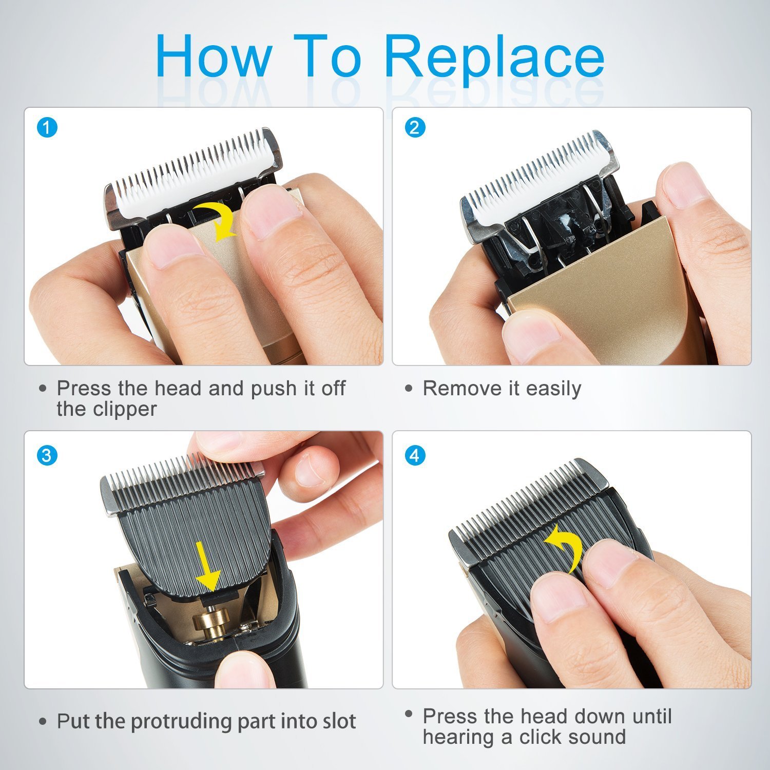 Dog Clippers,Haige Pet Grooming Electric Clipper Kit,Professional Low Noise Rechargeable Cordless Hair Trimmer Set for Dogs and Cats (Gold)