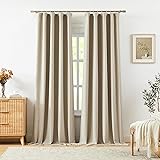 Vision Home Sand Linen Full Blackout Curtains for