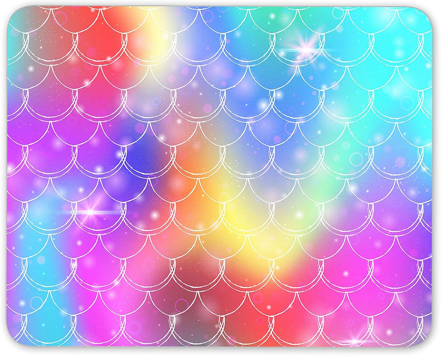 Destination Vinyl Ltd Mermaid's Tail Mermaid Rainbow Glitter Mouse Mat Pad - Fun Computer #14352, Multicolor, 23.5cm x 19.6cm x 5mm
