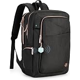 Swissdigital Design Business Backpack For Women with Rose Gold-Tone Zippers College Travel Laptop Backpack with Apple Find My Network,Fits 15.6 inch Laptop,Black-Finder Color Random | SD1006FB0-01